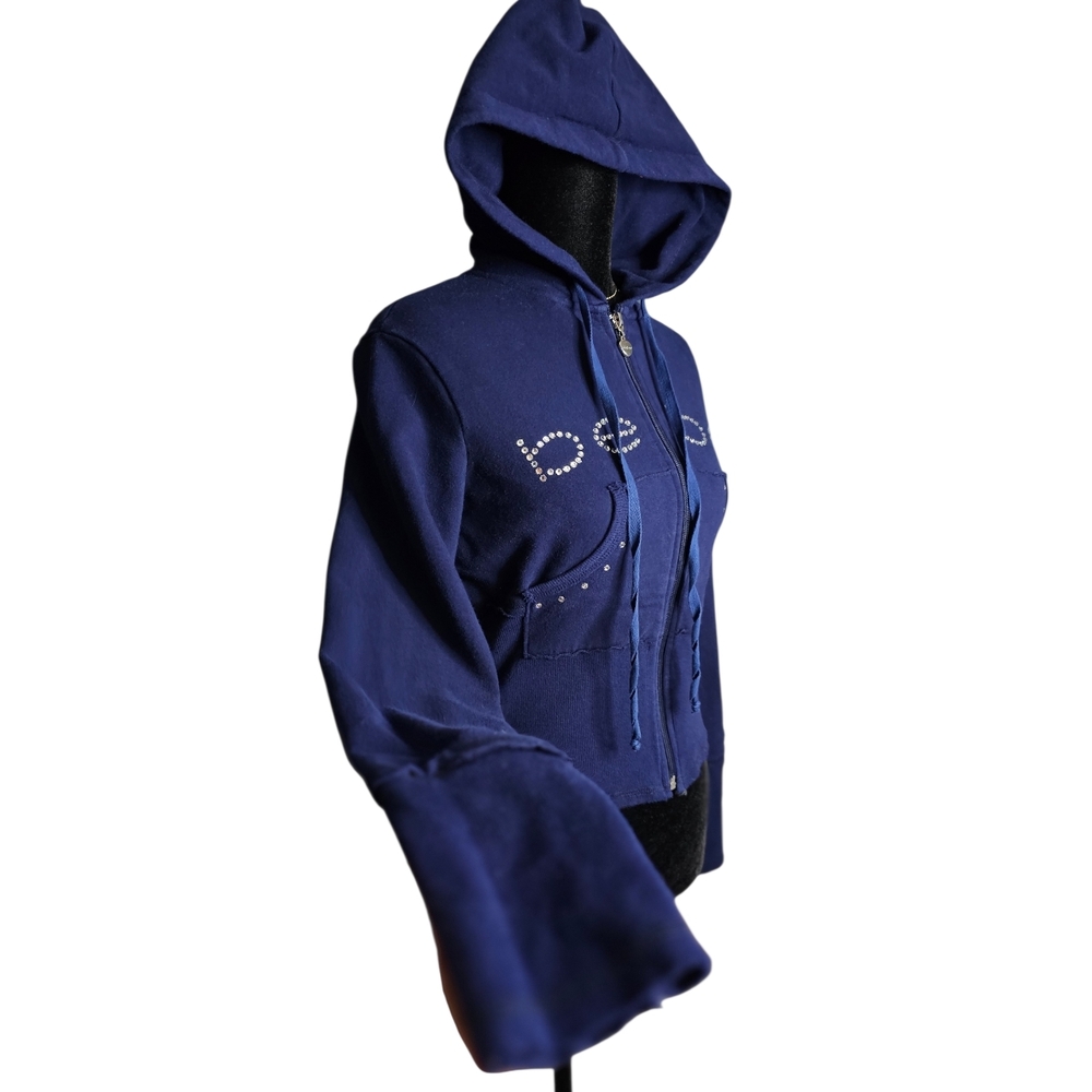 Bebe Navy Hoodie with Silver Heart Zipper - Picture 4 of 6